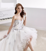 Exquisite Custom Made High Low Wedding Dresses Sweetheart Organza Short Front Long Back Bridal Gowns