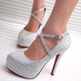 Sparkling rhinestone wedding shoes high-heeled shoes women's party bridal shoes